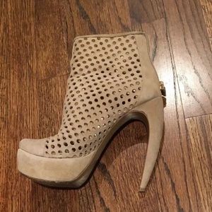 Walter Steiger Perforated Nude Suede Boot 6.5